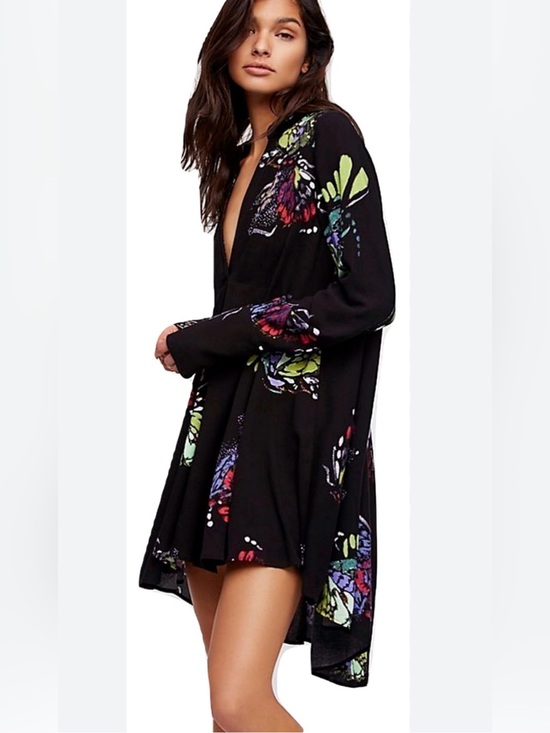 Free People Tops - Free People Field Of Butterflies Printed Hi-Low Tunic Black